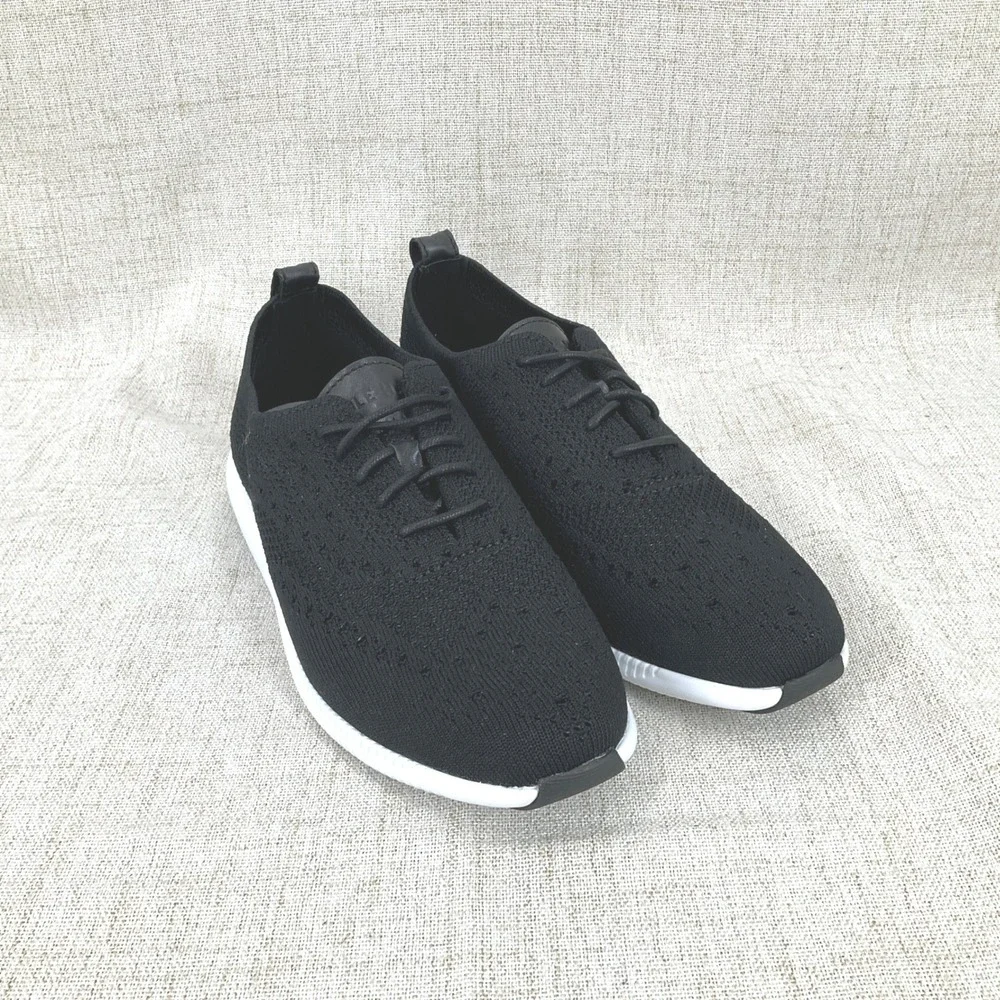 Cole Haan‎ Zerogrand Stitchlite Wingtip Oxford Women Sz 8B Black Knit Sneakers